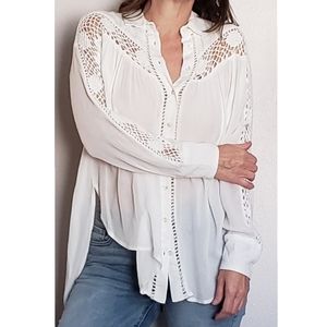 Free People NWT Long Sleeve Crochet Boho Blouse
